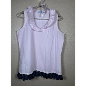Haley And The Hound Sleeveless Shirt Size Small With Pompoms Whimsical Fun
